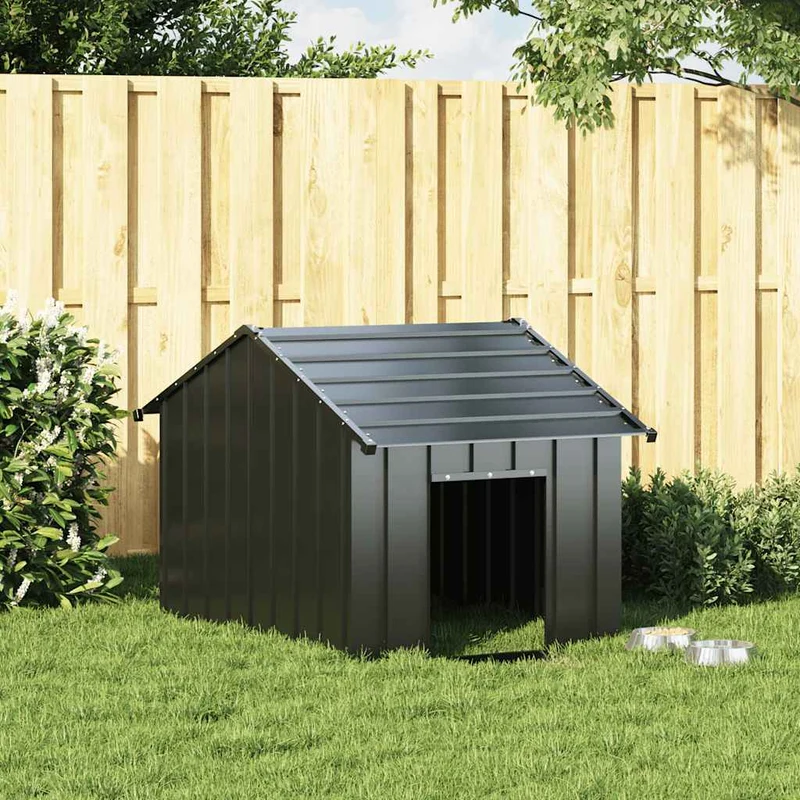Caseta Para Perros Con Techo Acero Galvanizado 83x130x85 Cm