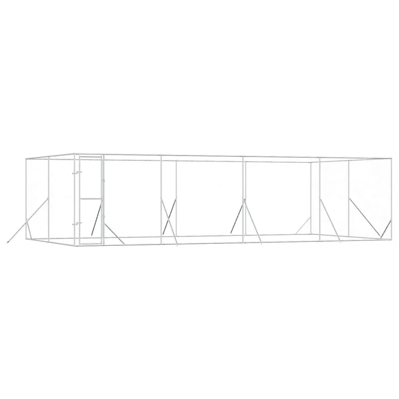Perrera De Exterior Acero Galvanizado Plateado 8x4x2 M