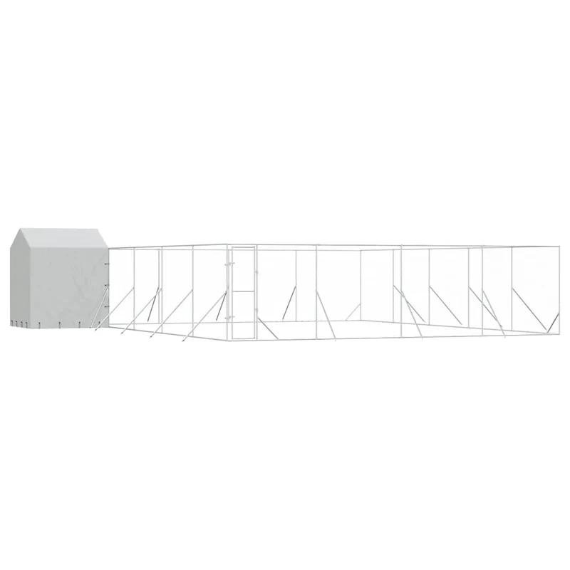 Perrera Exterior Con Techo Acero Galvanizado Plata 10x10x2,5 M