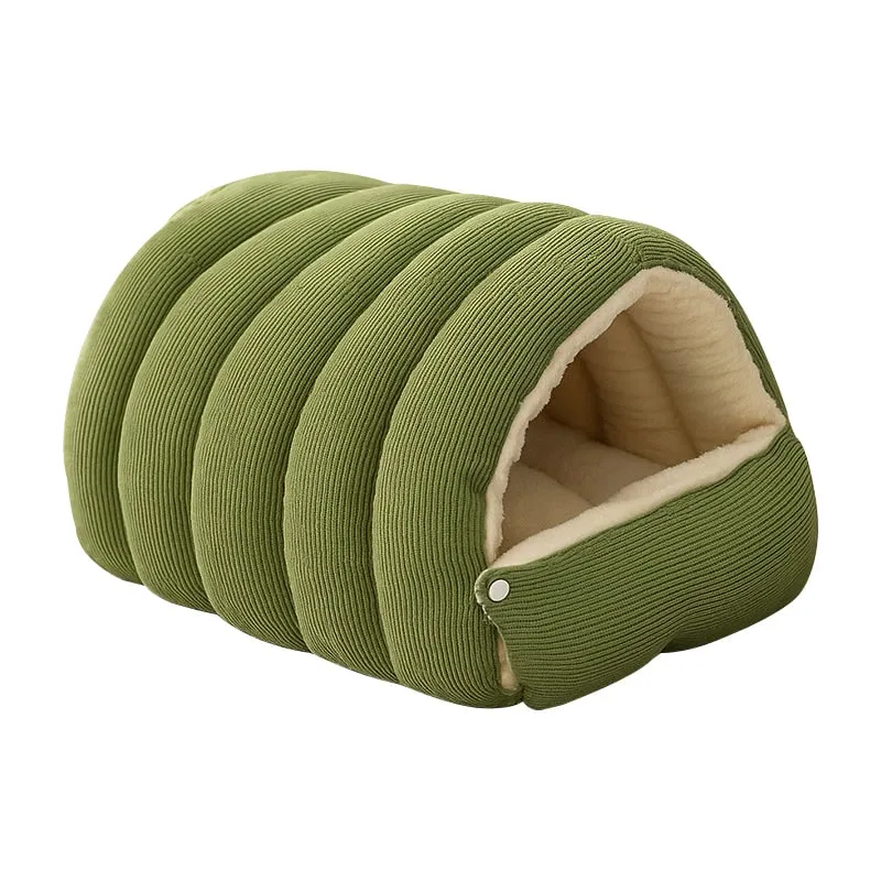 Plush Cave Bed for Cats and Dogs with Fleece Lining