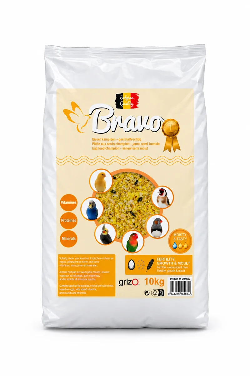 Alimento para huevos Bravo Champion 10 kg - Amarillo Semihúmedo