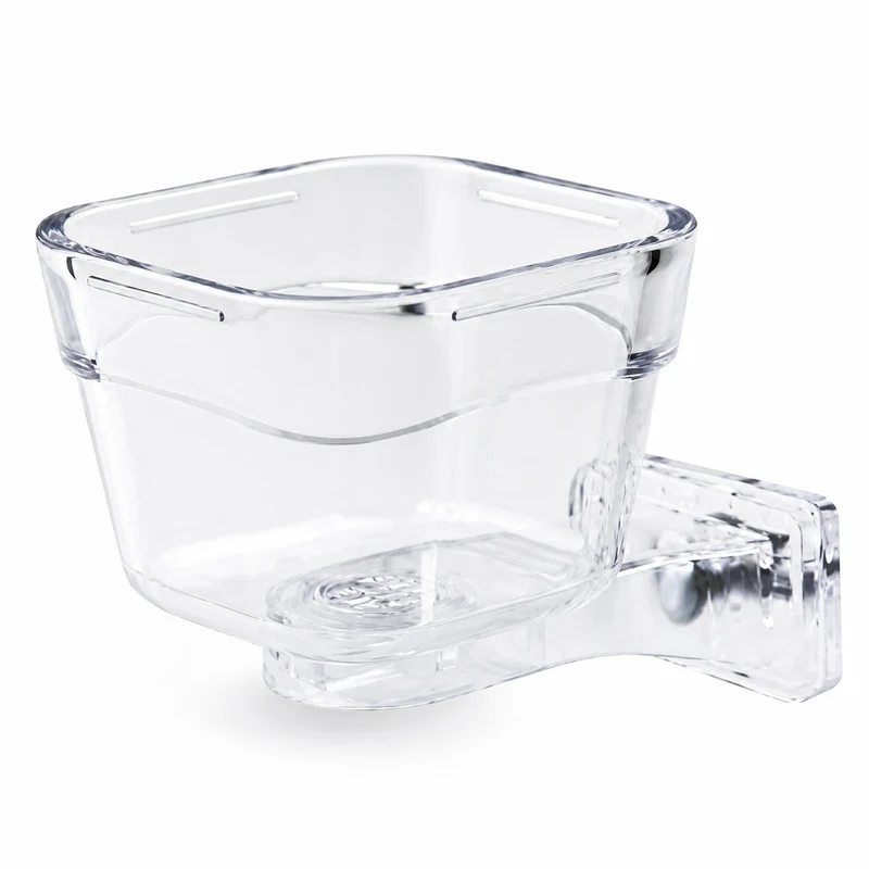 Comedero Parrot Lock grande de 12x12x6,5 cm transparente