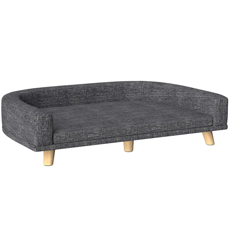 Pawhut Sofá Para Perros Grandes Con Cojín Lavable 98x67x25 Cm Gris Oscuro