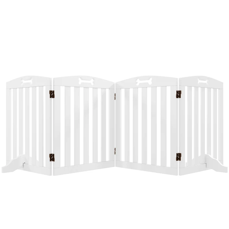 Pawhut Barrera De Seguridad Para Perros Plegable Con Pies Extraíbles Blanco