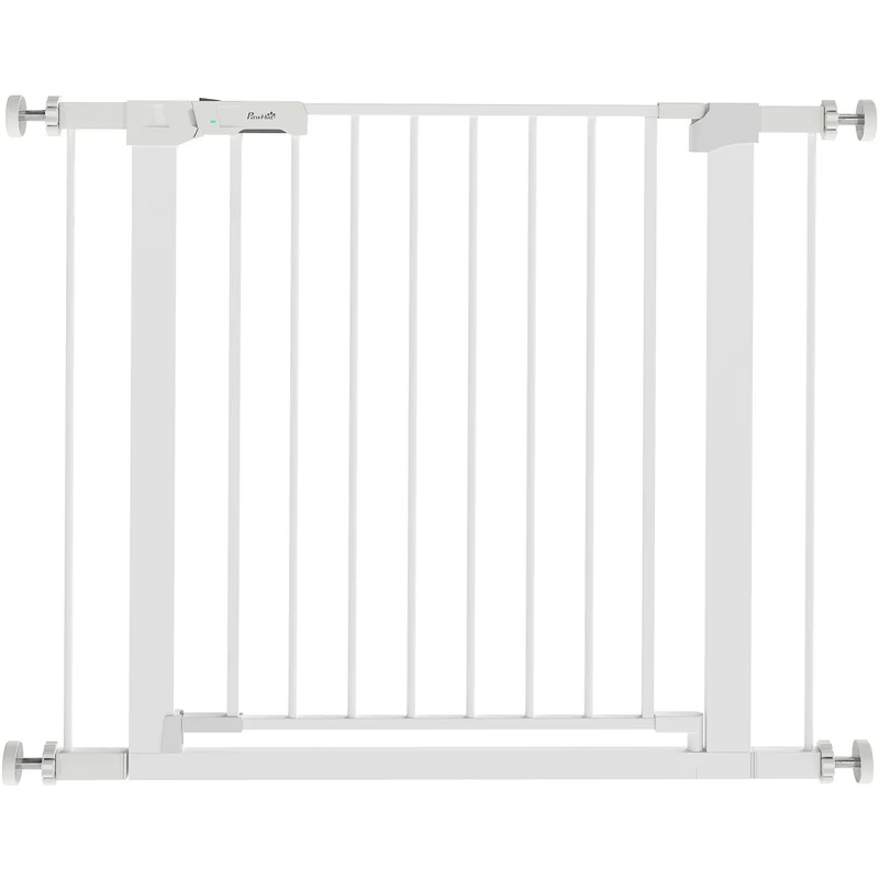 Pawhut Barrera De Seguridad Perros Escaleras Puertas 76-97 Cm Con 2 Extensiones