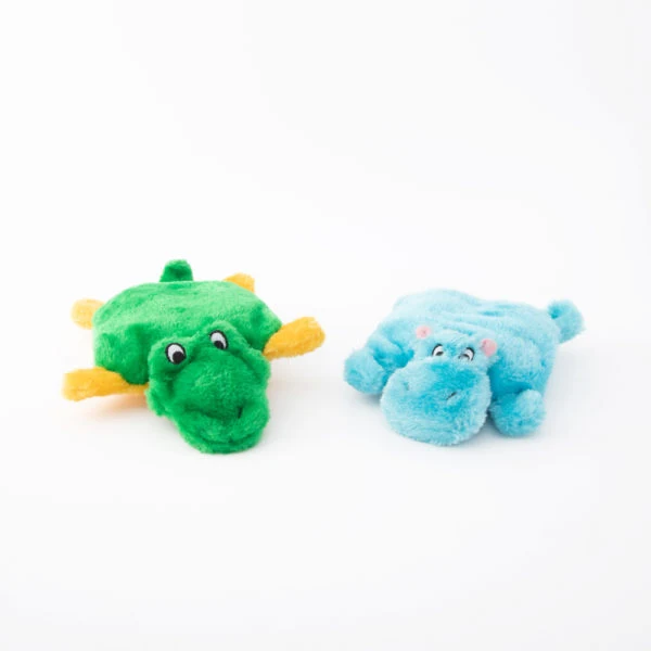2 pack de Hipopotamo y Cocodrilo Chirriantes - Squeakie Pads Zippy Paws