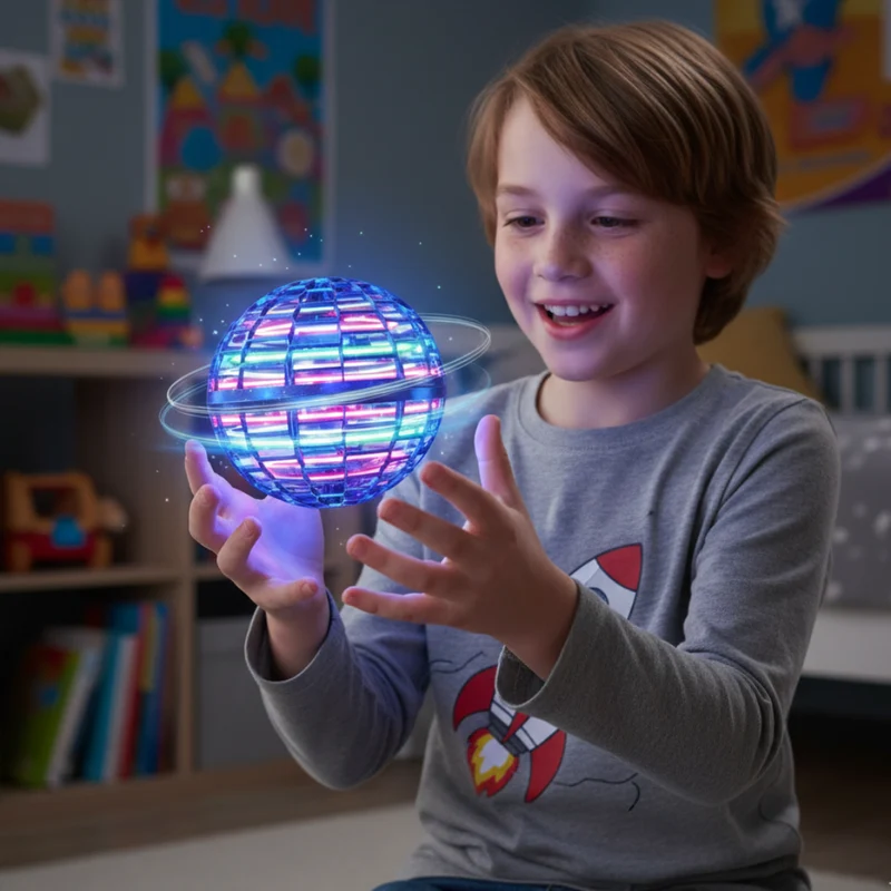 Flying LED Ball with USB Charging and Built-In Propeller