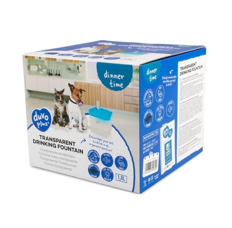 Fuente de agua transparente Duvo+ de 1.8 L