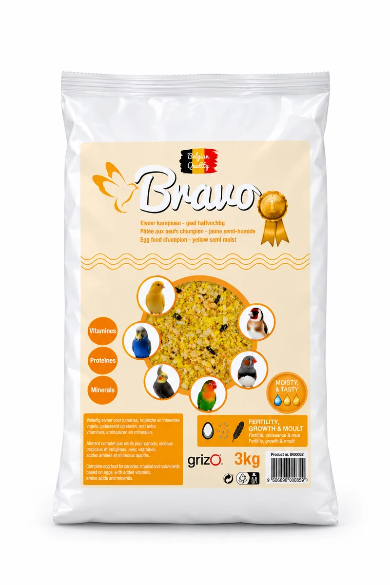 Alimento para huevos Bravo Champion 3 kg - Amarillo Semihúmedo