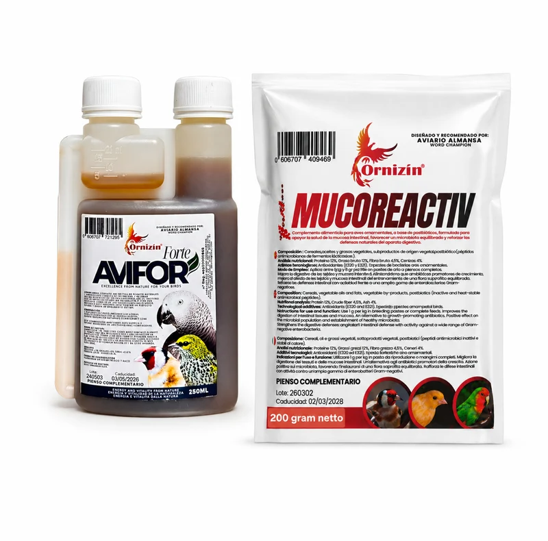 Avifor Forte 250 ml + Mucoreactiv 200 gramos Ornizìn - Protector 2 en 1