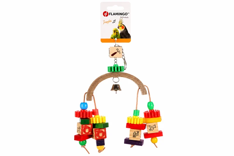 Juguete para periquitos Flipo multicolor 36x20 cm - Juguete para pájaros - Flamenco