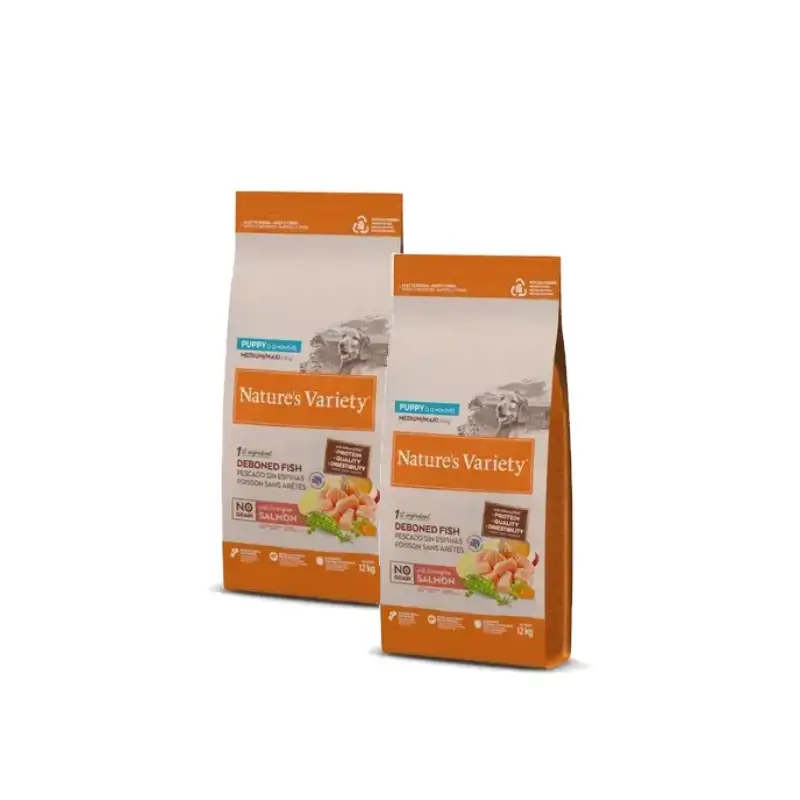 Nature's Variety Medium Puppy Atlantic Salmon Grain-Free 12 kg, pack of 2