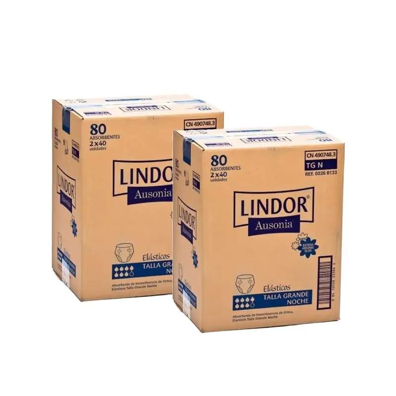 Lindor Stretch Night-Time Nappies, Size L, 80 units, pack of 2