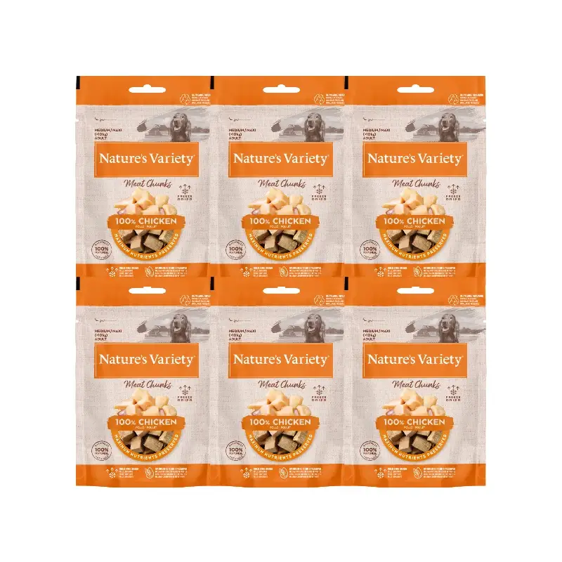 Nature's Variety Freeze-Dried Dog Treats, With Chicken, Natural, 6 x 50 g