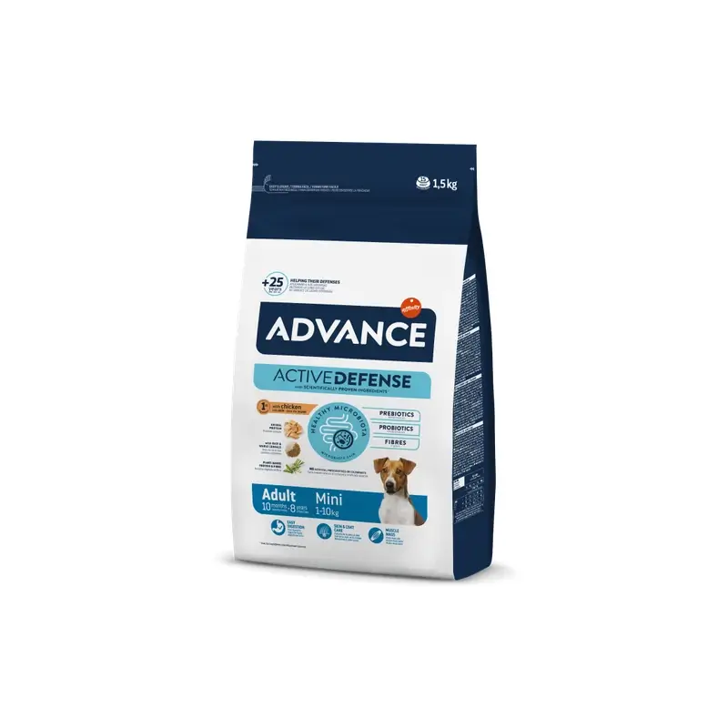 Advance Canine Adult Mini Chicken Rice 1,5Kg, comida para cães