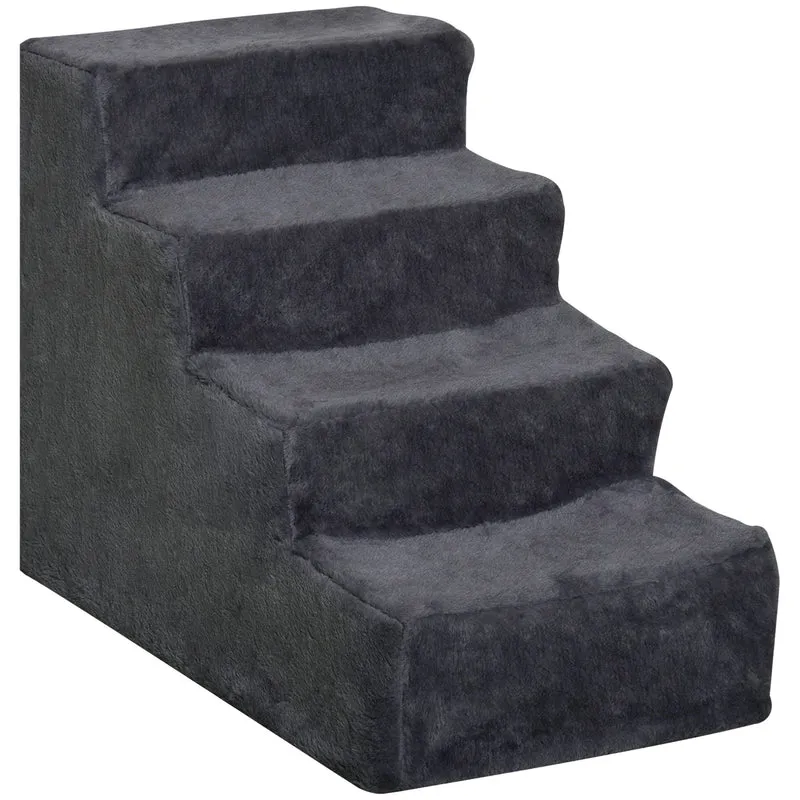 Pawhut Escalera Para Perros De 4 Peldaños Con Funda Extraíble 60x35x44 Cm Gris