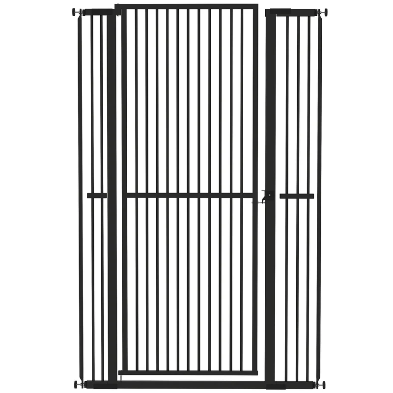 Pawhut Barrera Para Perros Con Ancho Ajustable 77-104 Cm Con Extensiones Negro