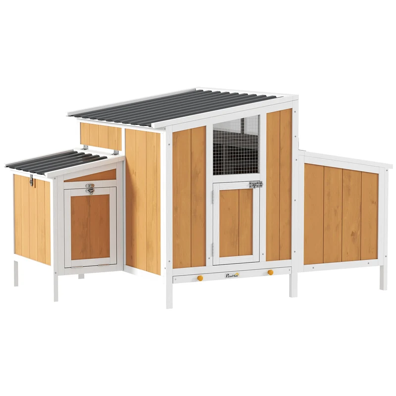 Pawhut Gallinero Para Exterior De Madera 145x90x92 Cm Para 2-4 Gallinas Amarillo