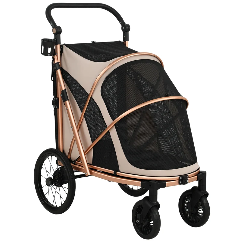 Pawhut Carrito Para Perros Plegable Hasta 20 Kg Con Ruedas Grandes Y Suspensión
