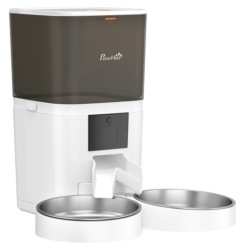 Pawhut Comedero Automático 6l Wifi 2.4g Control App 2 Cuencos Grabadora Voz 10s