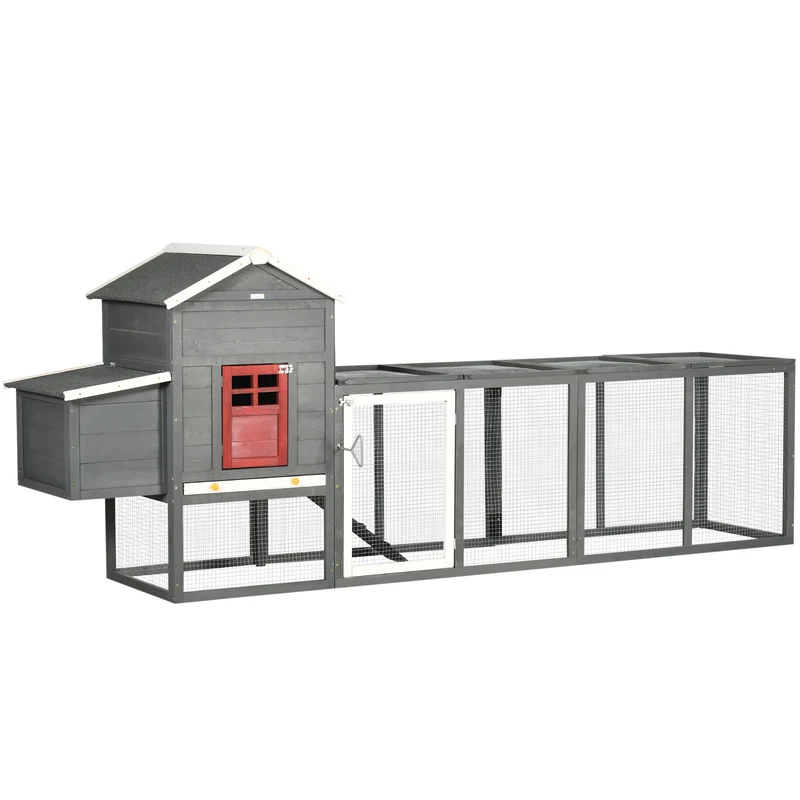 Pawhut Gallinero Para Exterior Grande De Madera 300x66x116 Cm Con Nido Corral