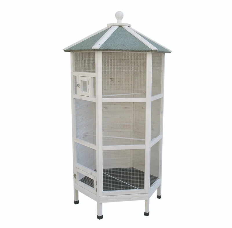 Cabaña Woodland aviario hexagonal 100x86x185cm