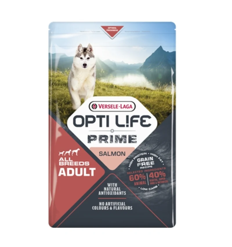Opti Life Prime Adult All Breeds (Grain Free) Salmón 2,5kg - Versele Laga