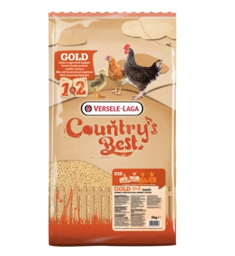 Country's Best GOLD 1 & 2 Mash 5kg - Comida para pollitos desde el primer día hasta la puesta del primer huevo