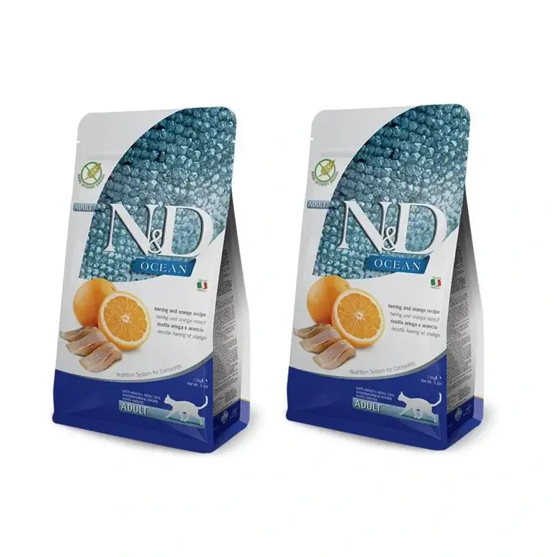 Farmina N&D Cat Ocean Arenque 5Kg, Pienso Para Gatos, Pack De 2