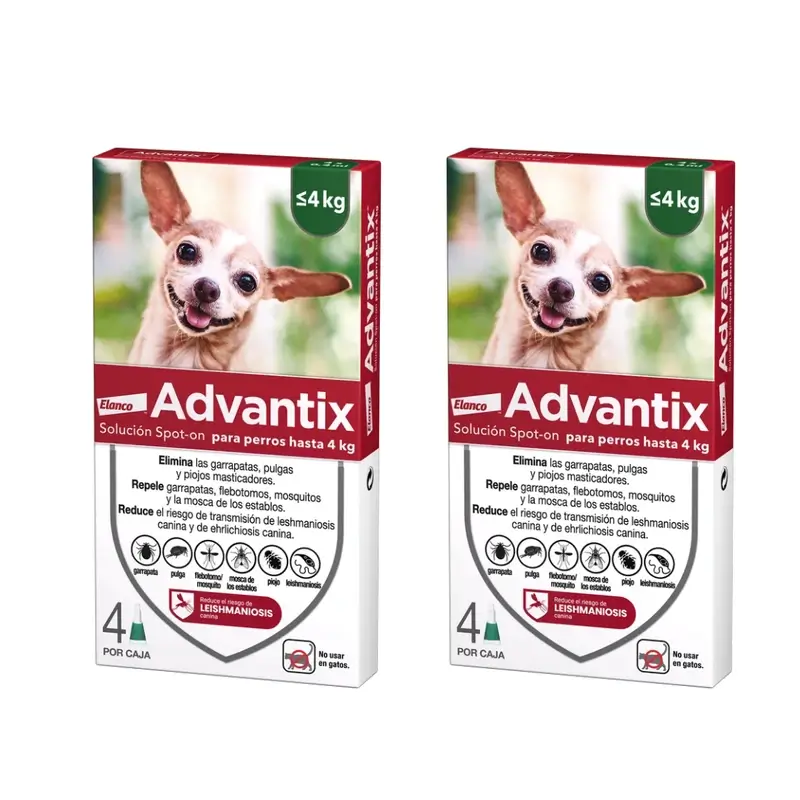Advantix Pipetas Antiparasitarias Para Perros Hasta 4 Kg, 8 Unidades X 0.4 Ml