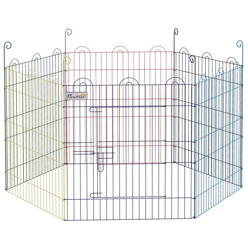 Pawhut Parque Plegable Para Mascotas De 6 Paneles De Alambre Para Jardín Ø120x60