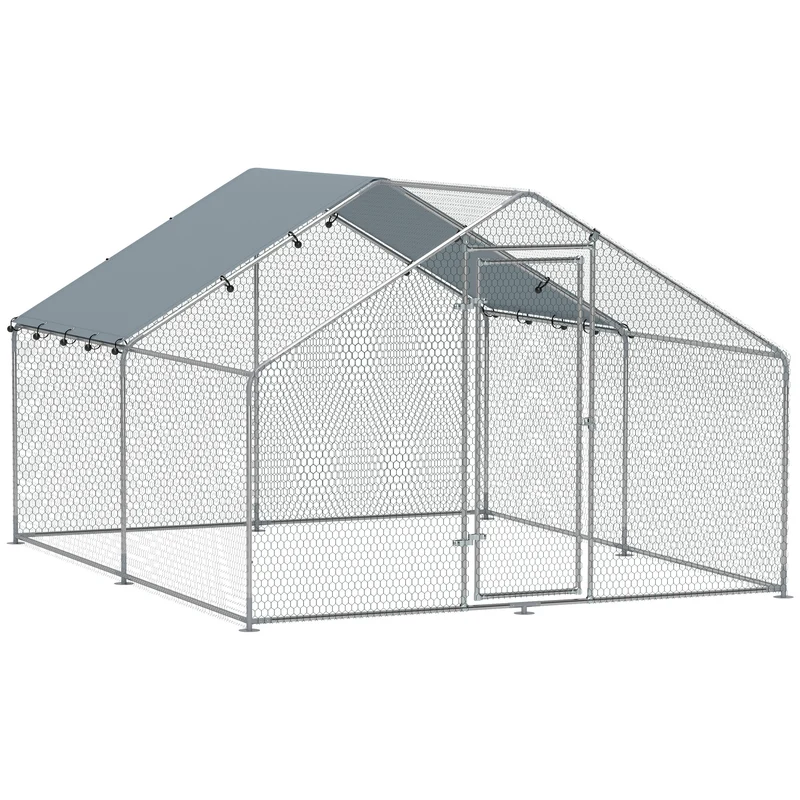 Pawhut Gallinero Para Exterior 3x3,4x1,9 M Con Cubierta Anti-uv E Impermeable