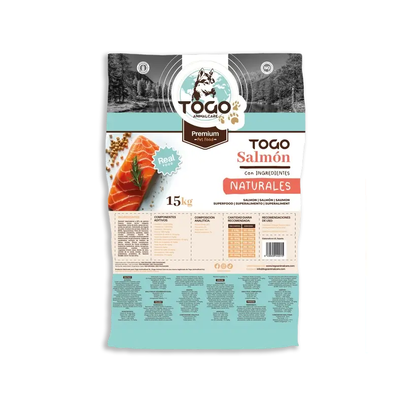 Togo Ração Natural de Salmão Hipoalergénica, 15 kg