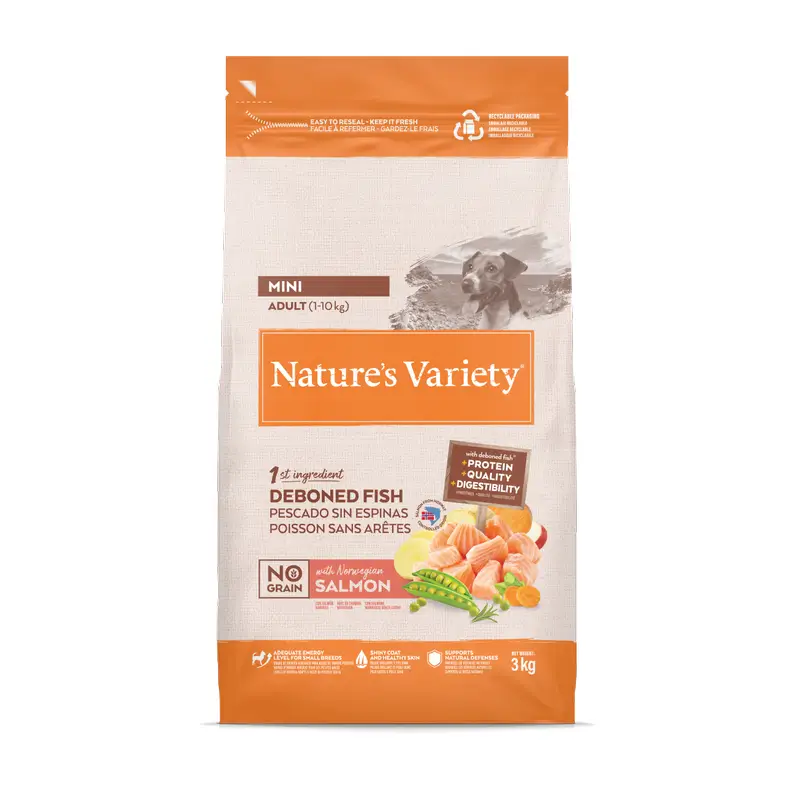 Nature's Variety Dog Food, Mini, With Salmon, Natural, 3 kg