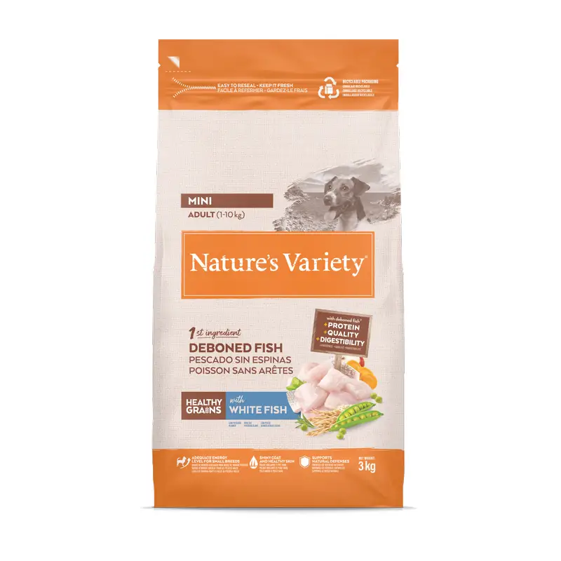 Nature's Variety Dog Food, Mini, With White Fish, Natural, 3 kg