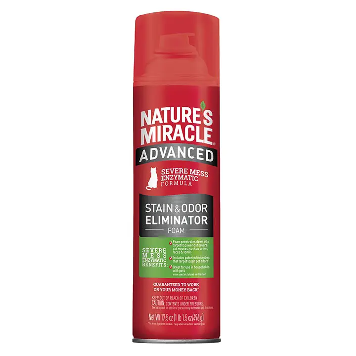 Espuma Eliminadora de Manchas y Olores Difíciles para Gato 17.5 Oz (496 g) - Nature's Miracle