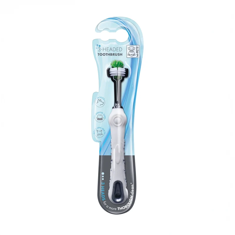 Cepillo Dental Triple Cabeza para Perros y Gatos - Limpieza 360° | M-PETS