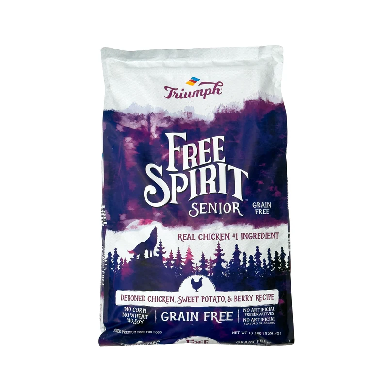 Croquetas sin grano para perros senior “Free Spirit” de Triumph – Pollo, Camote & Frutos Rojos | Triumph