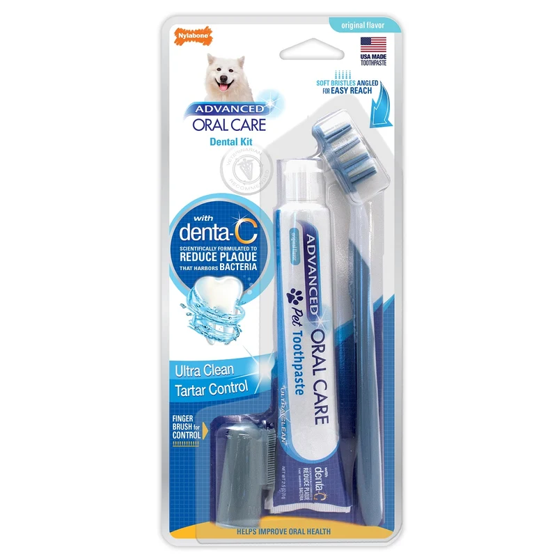 Kit Dental Advance - Pasta y Cepillo de Dientes para Perros Adultos - Nylabone