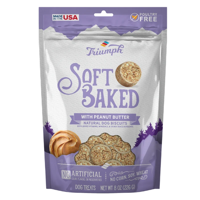 Premio suave horneado sin granos para perros “Soft Baked” – Mantequilla de Cacahuate | Triumph