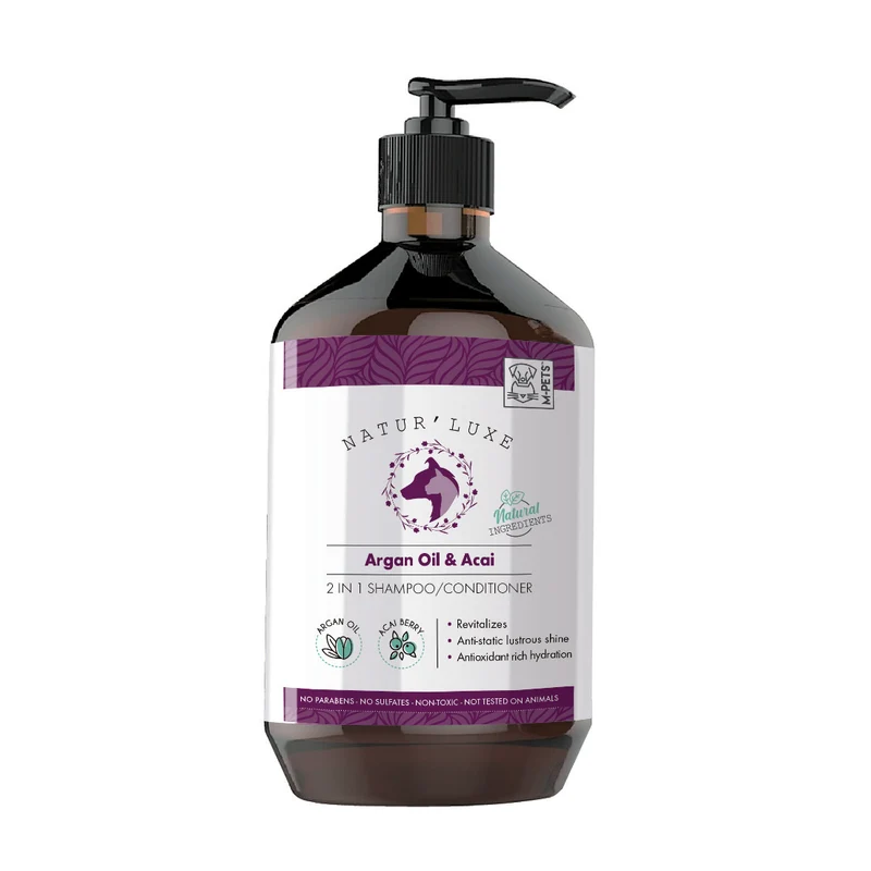 Shampoo y Acondicionador 2 en 1 Natural de Argán y Açaí para Perro - 500ml | M-PETS Natur'Luxe