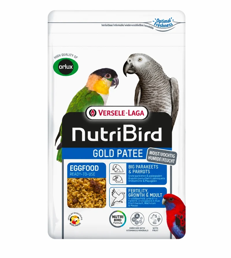 Nutribird Gold Paté para periquitos y loros grandes de 1 kg (con cremallera)