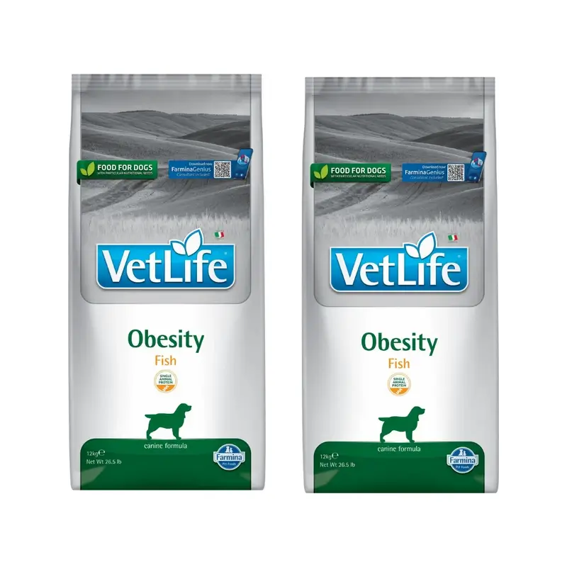 Farmina Vet Vet Life Nat Dog Obesity Fish Adult 12Kg, Dog Food, Pack Of 2