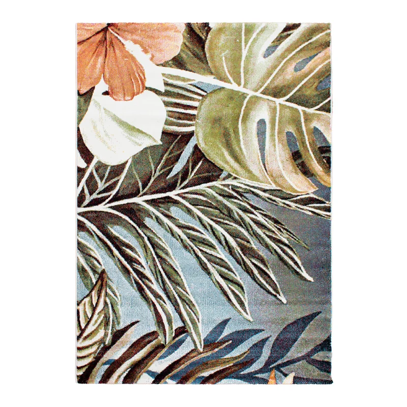 Tapete multicolor verde, azul y naranja con diseño floral de estilo moderno (Las Chicas Que Pintan 76114-110)