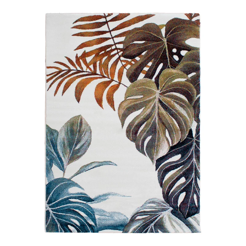 Tapete multicolor verde, azul y naranja con diseño floral de estilo moderno (Las Chicas Que Pintan 76112-110)