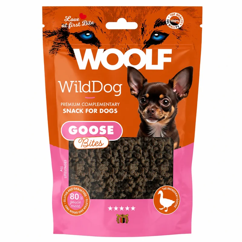 Snacks Ganso Woolf Wilddog Soft Bites - Bocaditos semihúmedos Para Perros | 80% carne ganso