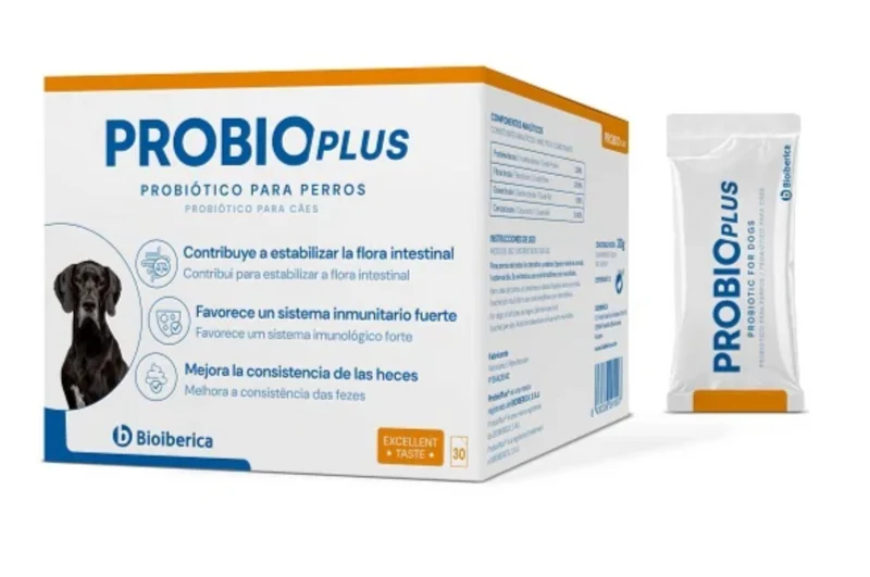 Bioiberica ProBioPlus | Probiótico, Prebiótico, Postbiótico y vitamina B12 para Perros | 30 sobres triplebiótico