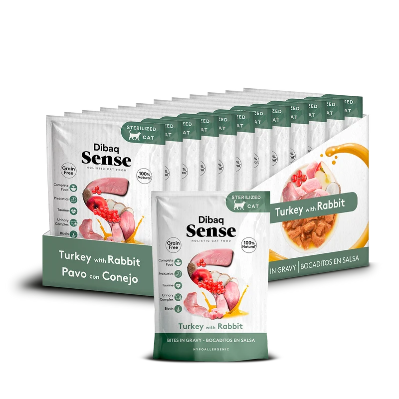 Dibaq Sense Bocaditos En Salsa Pavo Con Conejo, 12 Unidades X 100gr