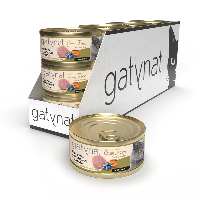 Gatynat Grain Free Pavo, Arándanos Y Batata Pack 12 Uds X 85 Gr