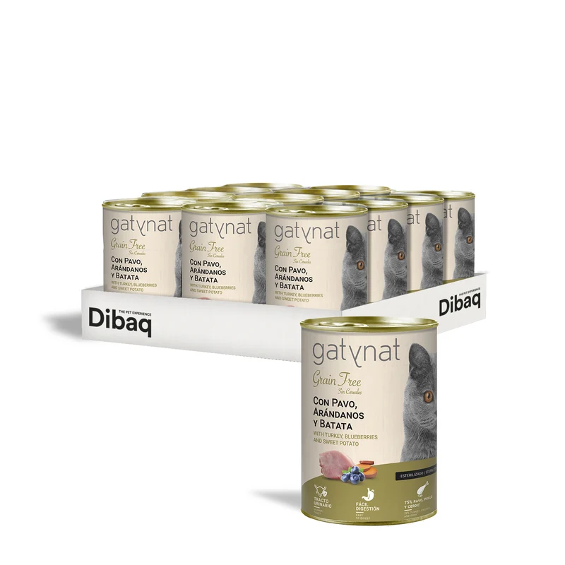 Gatynat Grain Free Pavo, Arándanos Y Batata, 400g X 12 Latas
